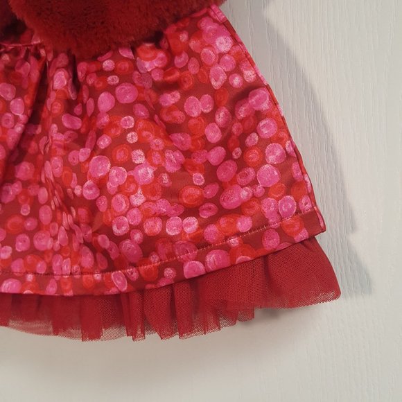 Cat & Jack Pink Red Dress and Faux Fur Vest - Picture 4 of 6